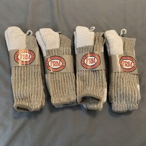 FRM Socks Lot Of 4 Mens Medium Gray Crew Coolmax Moisture Wicking Made USA